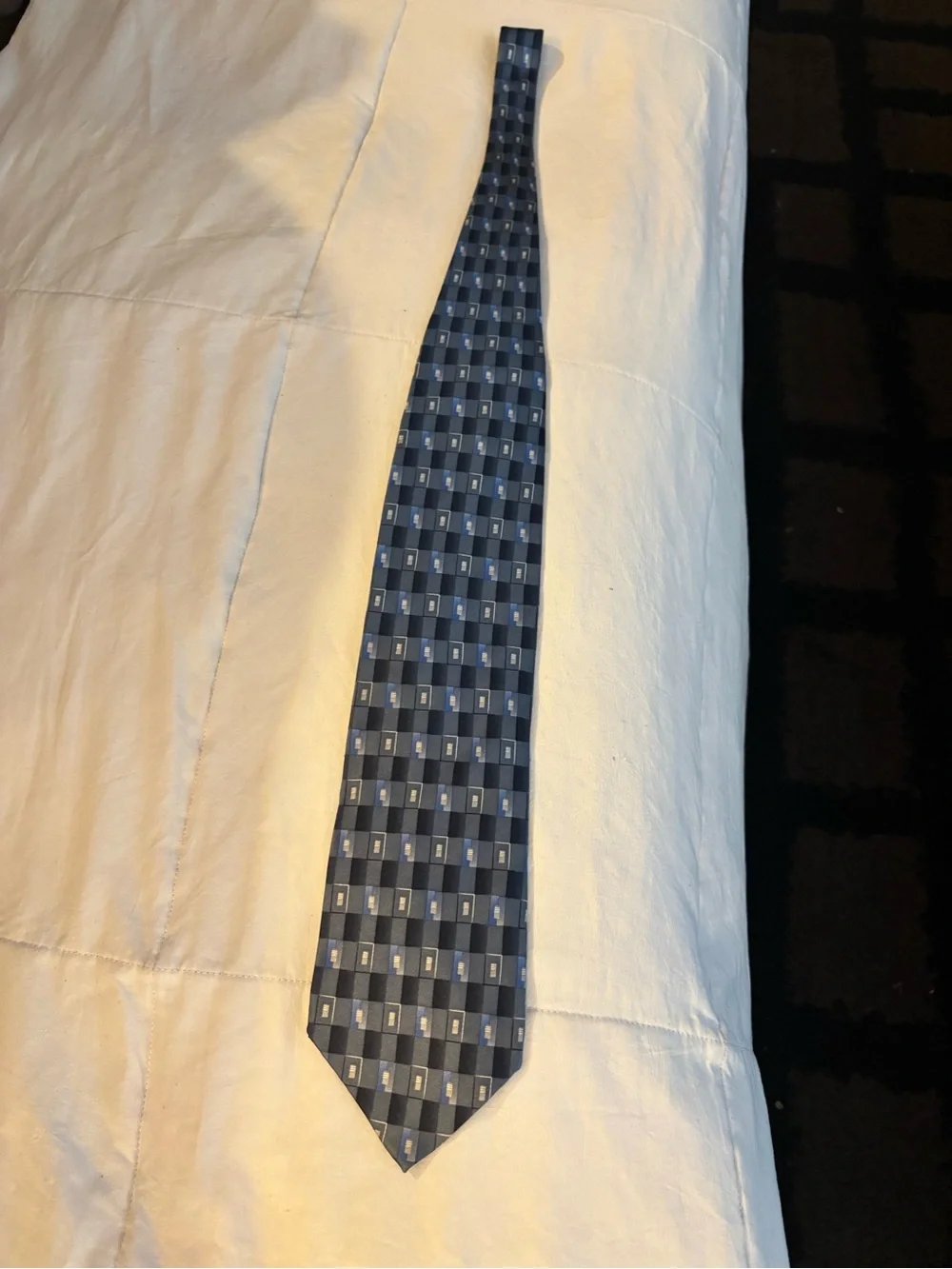 Classic Blue Geometric Silk Tie